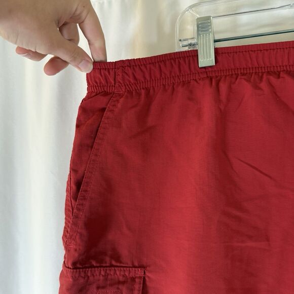 LL Bean Swim Trunks Men 42 Red Pull On Drawstring Cargo Pockets Mesh Lined 6" In - Picture 3 of 8